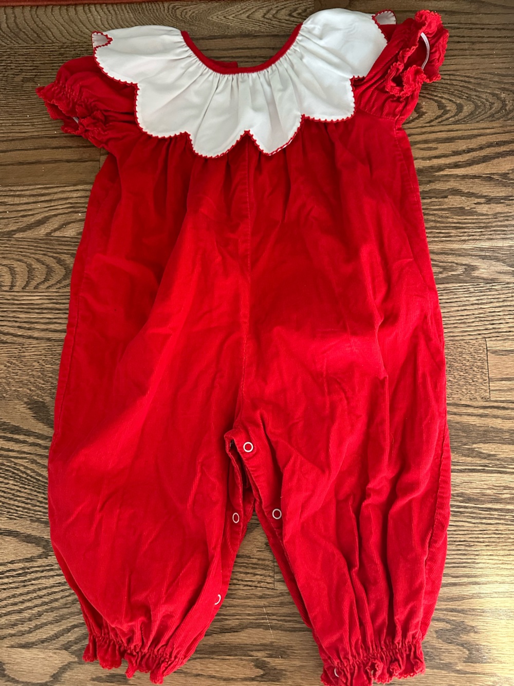 Red Corduroy Button-Accent Romper, Sz 24M